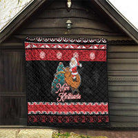 New Zealand Christmas Quilt Funny Santa Riding Kiwi Meri Kirihimete LT05 - Polynesian Pride