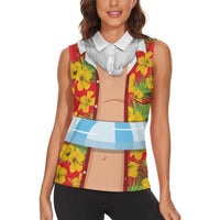 Polynesia Santa Claus Costume Women Sleeveless Polo Shirt Tropical Vibe LT05 - Polynesian Pride