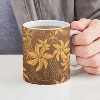 Tiare Tahiti Ceramic Mug Brown Polynesia Motifs - Polynesian Pride