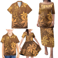 Tiare Tahiti Family Matching Puletasi and Hawaiian Shirt Brown Polynesia Motifs - Polynesian Pride