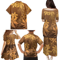 Tiare Tahiti Family Matching Puletasi and Hawaiian Shirt Brown Polynesia Motifs - Polynesian Pride