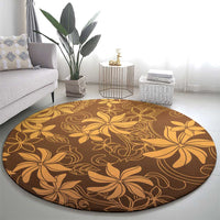 Tiare Tahiti Round Carpet Brown Polynesia Motifs - Polynesian Pride