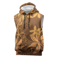 Tiare Tahiti Sleeveless Hoodie Brown Polynesia Motifs - Polynesian Pride