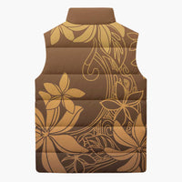 Tiare Tahiti Sleeveless Puffer Jacket Brown Polynesia Motifs - Polynesian Pride