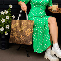 Tiare Tahiti Tote Bag Brown Polynesia Motifs - Polynesian Pride
