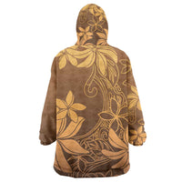 Tiare Tahiti Wearable Blanket Hoodie Brown Polynesia Motifs - Polynesian Pride