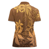Tiare Tahiti Women Polo Shirt Brown Polynesia Motifs - Polynesian Pride
