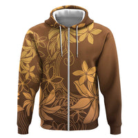 Tiare Tahiti Zip Hoodie Brown Polynesia Motifs - Polynesian Pride