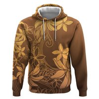 Tiare Tahiti Zip Hoodie Brown Polynesia Motifs - Polynesian Pride