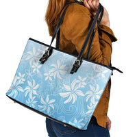Tiare Tahiti Leather Tote Bag Blue Polynesia Motifs - Polynesian Pride
