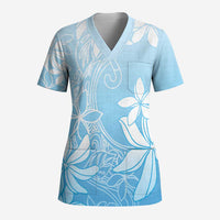 Tiare Tahiti Scrub Top Blue Polynesia Motifs - Polynesian Pride