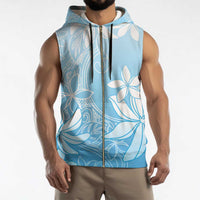 Tiare Tahiti Sleeveless Zip Hoodie Blue Polynesia Motifs - Polynesian Pride