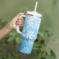 Tiare Tahiti Tumbler With Handle Blue Polynesia Motifs - Polynesian Pride