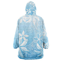 Tiare Tahiti Wearable Blanket Hoodie Blue Polynesia Motifs - Polynesian Pride