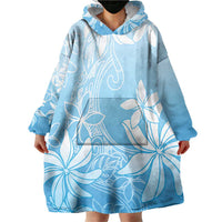 Tiare Tahiti Wearable Blanket Hoodie Blue Polynesia Motifs - Polynesian Pride