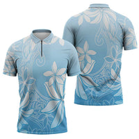 Tiare Tahiti Zipper Polo Shirt Blue Polynesia Motifs - Polynesian Pride