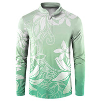 Tiare Tahiti Button Sweatshirt Matcha Polynesia Motifs - Polynesian Pride