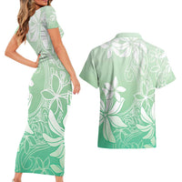 Tiare Tahiti Couples Matching Short Sleeve Bodycon Dress and Hawaiian Shirt Matcha Polynesia Motifs - Polynesian Pride