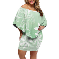 Tiare Tahiti Family Matching Off Shoulder Short Dress and Hawaiian Shirt Matcha Polynesia Motifs - Polynesian Pride