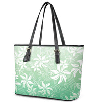 Tiare Tahiti Leather Tote Bag Matcha Polynesia Motifs - Polynesian Pride