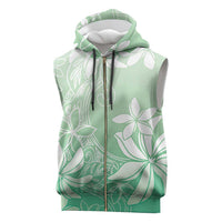 Tiare Tahiti Sleeveless Zip Hoodie Matcha Polynesia Motifs LT05 Green - Polynesian Pride