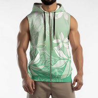 Tiare Tahiti Sleeveless Zip Hoodie Matcha Polynesia Motifs LT05 - Polynesian Pride