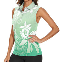 Tiare Tahiti Women Sleeveless Polo Shirt Matcha Polynesia Motifs - Polynesian Pride