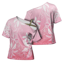 Tiare Tahiti Cross Shoulder Shirt Pink Polynesia Motifs - Polynesian Pride