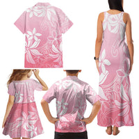 Tiare Tahiti Family Matching Tank Maxi Dress and Hawaiian Shirt Pink Polynesia Motifs - Polynesian Pride