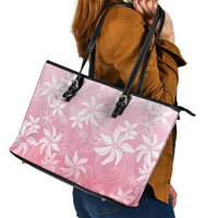 Tiare Tahiti Leather Tote Bag Pink Polynesia Motifs - Polynesian Pride