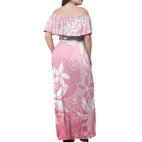 Tiare Tahiti Off Shoulder Maxi Dress Pink Polynesia Motifs - Polynesian Pride