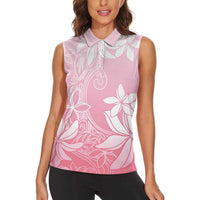 Tiare Tahiti Women Sleeveless Polo Shirt Pink Polynesia Motifs - Polynesian Pride