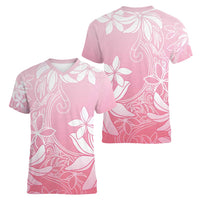 Tiare Tahiti Women V-Neck T-Shirt Pink Polynesia Motifs - Polynesian Pride