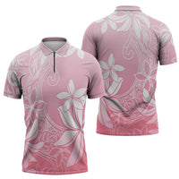 Tiare Tahiti Zipper Polo Shirt Pink Polynesia Motifs - Polynesian Pride