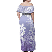 Tiare Tahiti Family Matching Off Shoulder Maxi Dress and Hawaiian Shirt Purple Polynesia Motifs - Polynesian Pride
