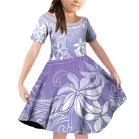 Tiare Tahiti Family Matching Off Shoulder Short Dress and Hawaiian Shirt Purple Polynesia Motifs - Polynesian Pride