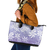 Tiare Tahiti Leather Tote Bag Purple Polynesia Motifs - Polynesian Pride