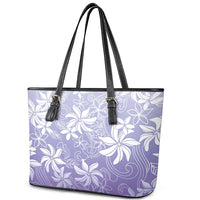 Tiare Tahiti Leather Tote Bag Purple Polynesia Motifs - Polynesian Pride