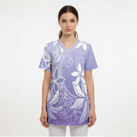 Tiare Tahiti Scrub Top Purple Polynesia Motifs - Polynesian Pride