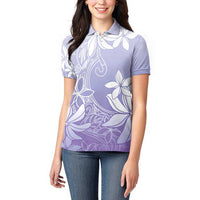 Tiare Tahiti Women Polo Shirt Purple Polynesia Motifs - Polynesian Pride