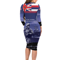 Hawaii Pearl Harbor Remembrance Day Family Matching Long Sleeve Bodycon Dress and Hawaiian Shirt Flag Style