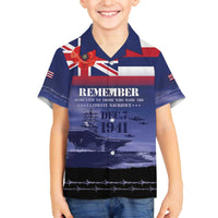 Hawaii Pearl Harbor Remembrance Day Family Matching Off The Shoulder Long Sleeve Dress and Hawaiian Shirt Flag Style