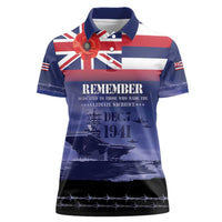 Hawaii Pearl Harbor Remembrance Day Women Polo Shirt Flag Style LT05 Female Blue - Polynesian Pride