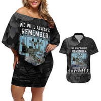 Personalized Pearl Harbor Remembrance Day Couples Matching Off Shoulder Short Dress and Hawaiian Shirt We Will Always Remember