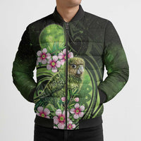 New Zealand Aotearoa Kakapo Bomber Puffer Jacket Maori Pattern With Manuka Galaxy Style - Polynesian Pride