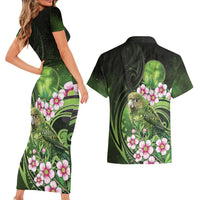 New Zealand Aotearoa Kakapo Couples Matching Short Sleeve Bodycon Dress and Hawaiian Shirt Maori Pattern With Manuka Galaxy Style - Polynesian Pride