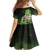 New Zealand Aotearoa Kakapo Family Matching Off The Shoulder Long Sleeve Dress and Hawaiian Shirt Maori Pattern With Manuka Galaxy Style - Polynesian Pride