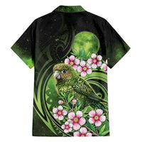 New Zealand Aotearoa Kakapo Family Matching Off Shoulder Short Dress and Hawaiian Shirt Maori Pattern With Manuka Galaxy Style LT05 - Polynesian Pride