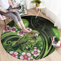 New Zealand Aotearoa Kakapo Round Carpet Maori Pattern With Manuka Galaxy Style - Polynesian Pride