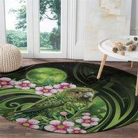 New Zealand Aotearoa Kakapo Round Carpet Maori Pattern With Manuka Galaxy Style - Polynesian Pride